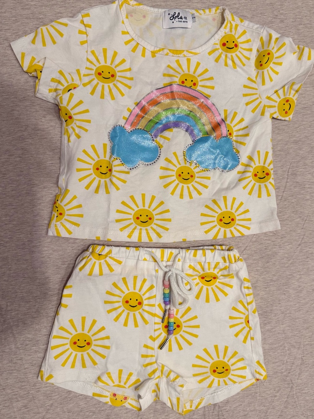 Lola + The Boys White Sun & Rainbow Short Set